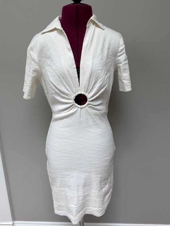 Zara Dresses & Skirts - Zara White Short-Sleeved Collared Mini Dress - Size S